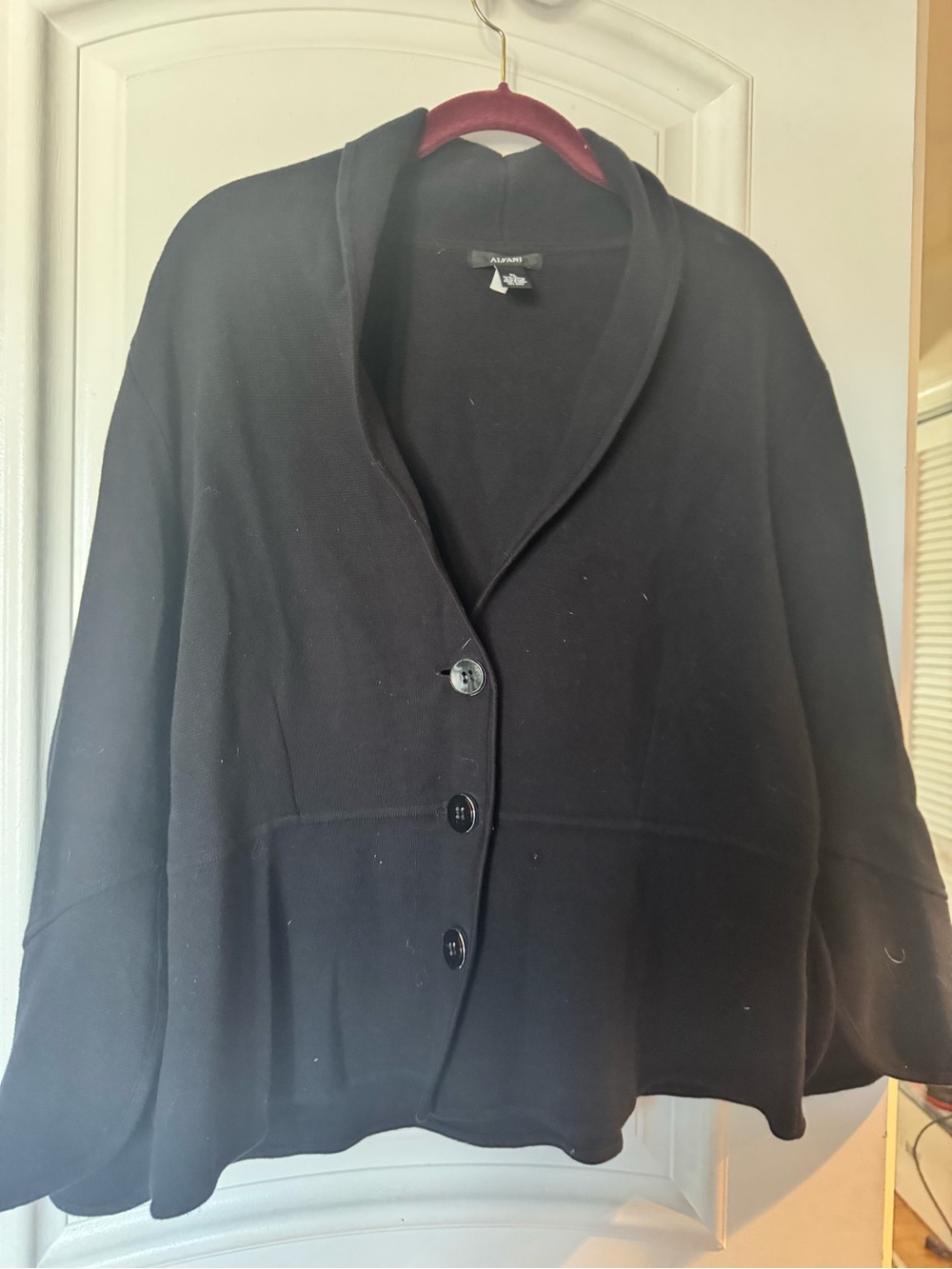 Size XL ALFANI Black Button-Front Shawl Collar Jacket